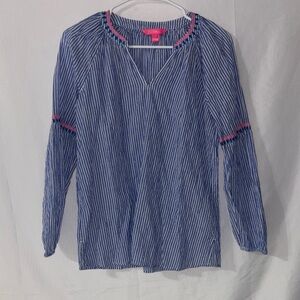 Lilly Pulitzer Blue and Pink Striped Blouse